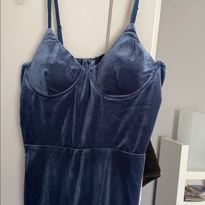 Blue velvet long dress